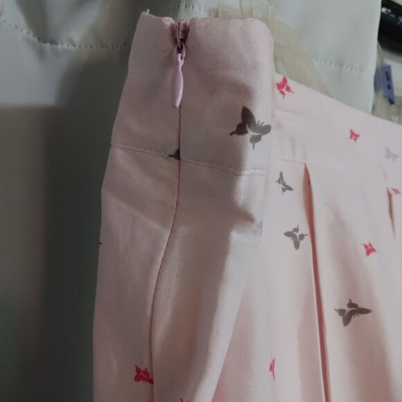 Dressever Japanese Floral Pleated Skirt XL Midi Pinks Side Zipper A-line - Picture 5 of 11